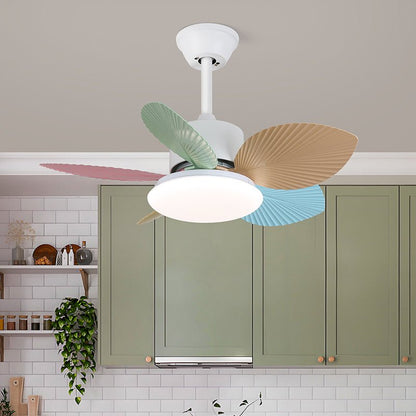 Plafondventilator met gekleurd glaslicht – Ø76cm dimbaar – 6 snelheden incl. afstandsbediening – stille motor – modern design voor woonkamer slaapkamer