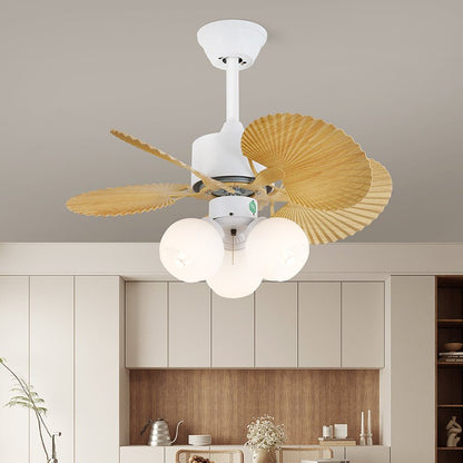 Plafondventilator met gekleurd glaslicht – Ø76cm dimbaar – 6 snelheden incl. afstandsbediening – stille motor – modern design voor woonkamer slaapkamer