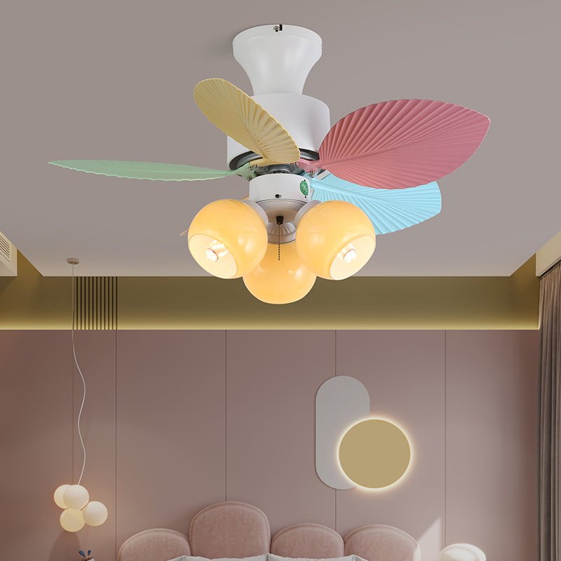 Plafondventilator met gekleurd glaslicht – Ø76cm dimbaar – 6 snelheden incl. afstandsbediening – stille motor – modern design voor woonkamer slaapkamer