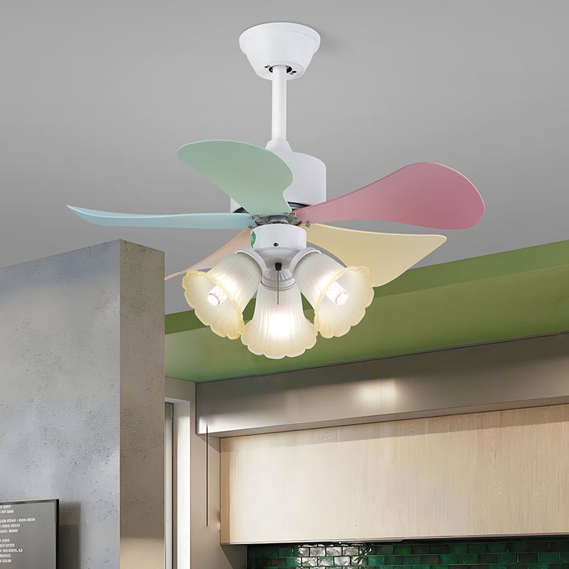 Plafondventilator met gekleurd glaslicht – Ø76cm dimbaar – 6 snelheden incl. afstandsbediening – stille motor – modern design voor woonkamer slaapkamer