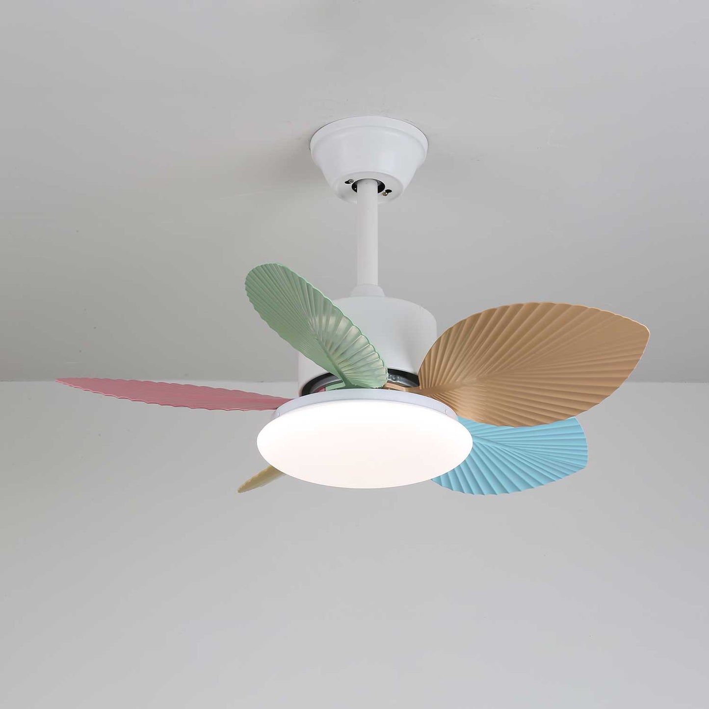 Plafondventilator met gekleurd glaslicht – Ø76cm dimbaar – 6 snelheden incl. afstandsbediening – stille motor – modern design voor woonkamer slaapkamer