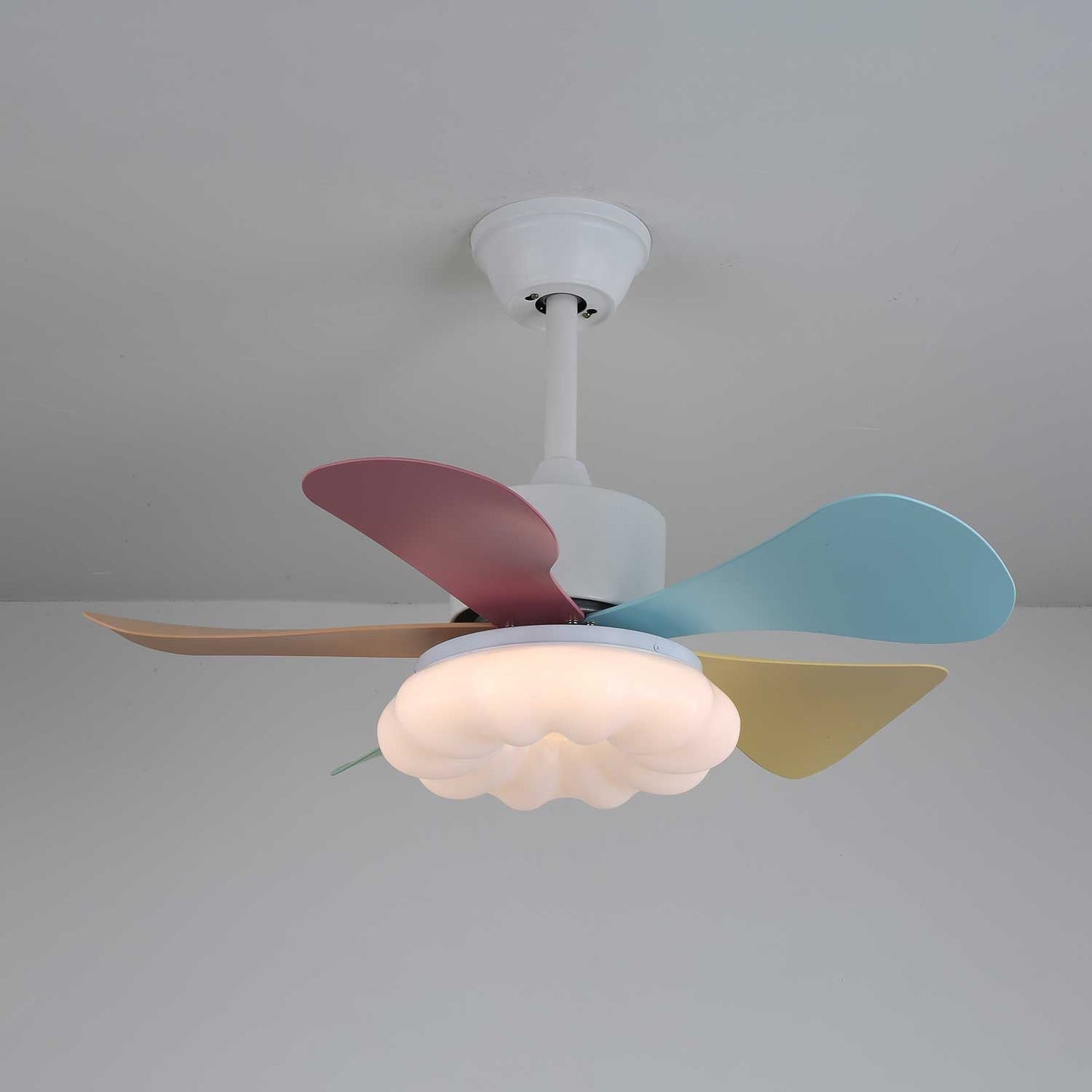 Plafondventilator met gekleurd glaslicht – Ø76cm dimbaar – 6 snelheden incl. afstandsbediening – stille motor – modern design voor woonkamer slaapkamer