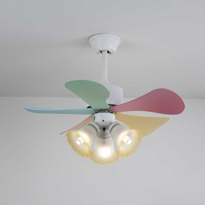 Plafondventilator met gekleurd glaslicht – Ø76cm dimbaar – 6 snelheden incl. afstandsbediening – stille motor – modern design voor woonkamer slaapkamer