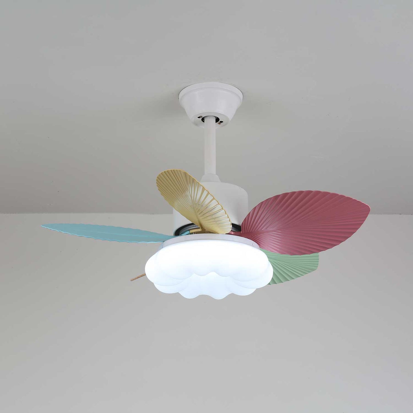 Plafondventilator met gekleurd glaslicht – Ø76cm dimbaar – 6 snelheden incl. afstandsbediening – stille motor – modern design voor woonkamer slaapkamer