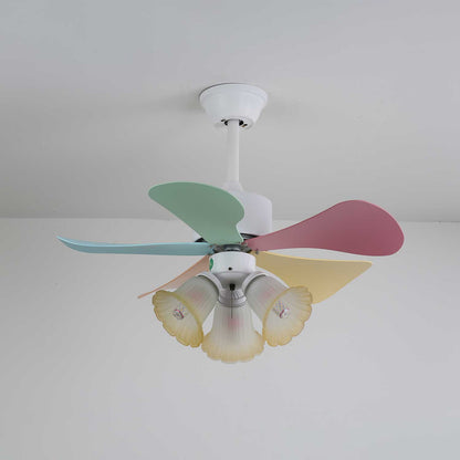 Plafondventilator met gekleurd glaslicht – Ø76cm dimbaar – 6 snelheden incl. afstandsbediening – stille motor – modern design voor woonkamer slaapkamer