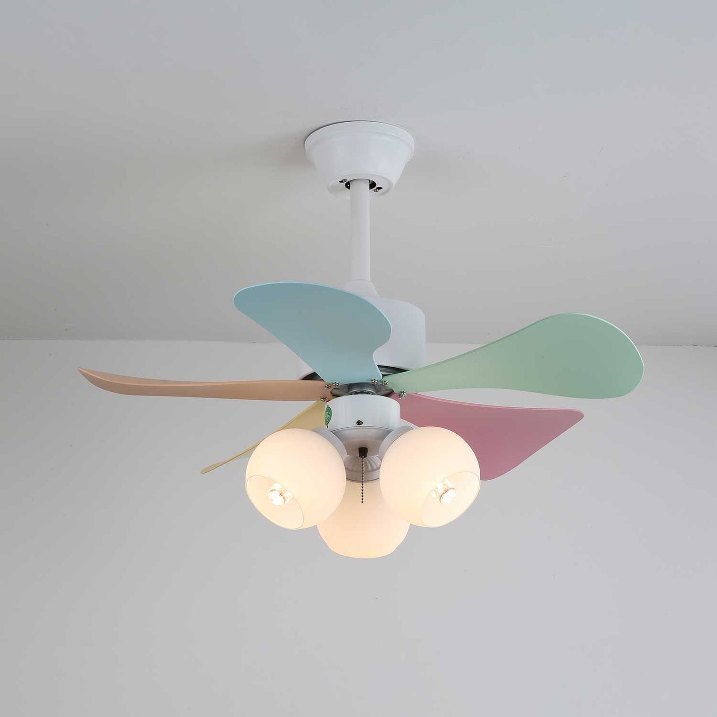 Plafondventilator met gekleurd glaslicht – Ø76cm dimbaar – 6 snelheden incl. afstandsbediening – stille motor – modern design voor woonkamer slaapkamer