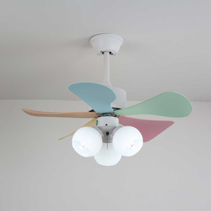 Plafondventilator met gekleurd glaslicht – Ø76cm dimbaar – 6 snelheden incl. afstandsbediening – stille motor – modern design voor woonkamer slaapkamer