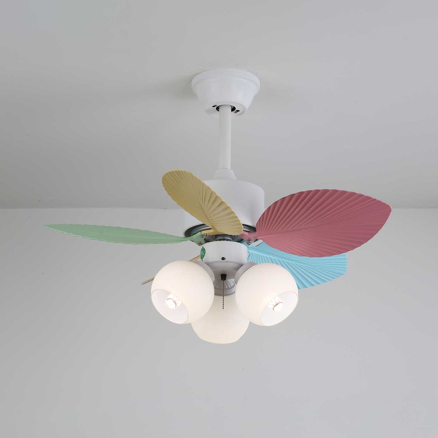 Plafondventilator met gekleurd glaslicht – Ø76cm dimbaar – 6 snelheden incl. afstandsbediening – stille motor – modern design voor woonkamer slaapkamer