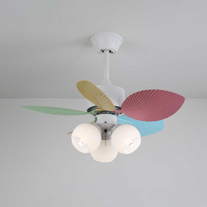 Plafondventilator met gekleurd glaslicht – Ø76cm dimbaar – 6 snelheden incl. afstandsbediening – stille motor – modern design voor woonkamer slaapkamer