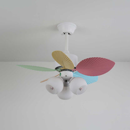 Plafondventilator met gekleurd glaslicht – Ø76cm dimbaar – 6 snelheden incl. afstandsbediening – stille motor – modern design voor woonkamer slaapkamer