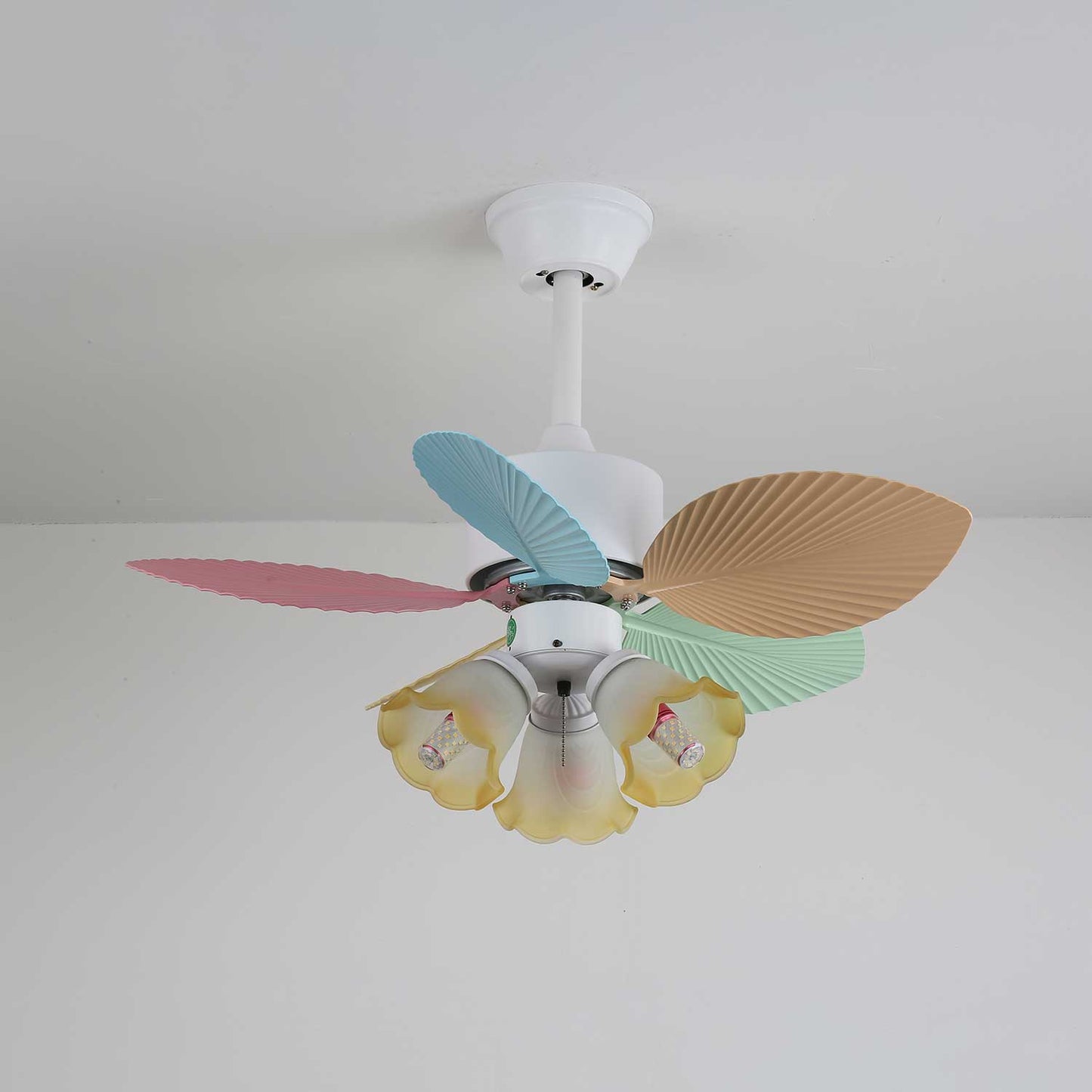 Plafondventilator met gekleurd glaslicht – Ø76cm dimbaar – 6 snelheden incl. afstandsbediening – stille motor – modern design voor woonkamer slaapkamer