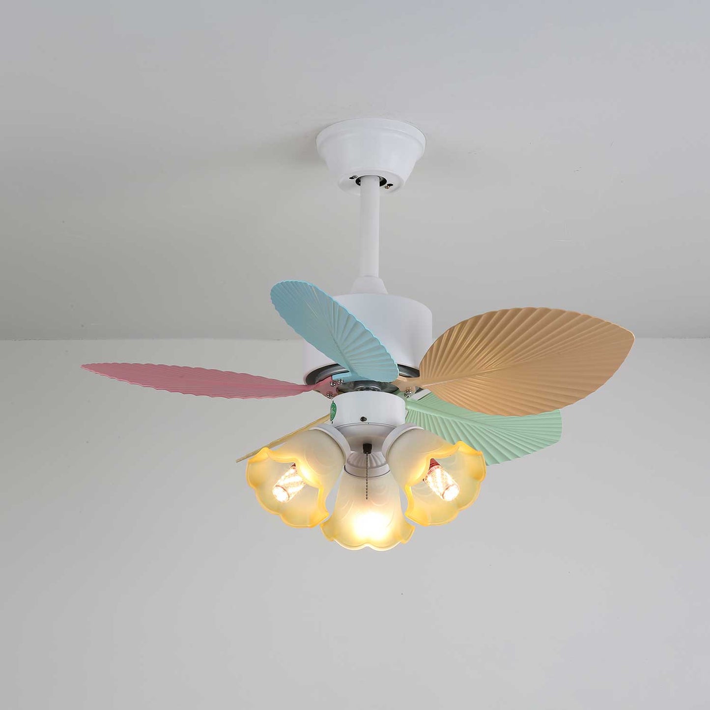 Plafondventilator met gekleurd glaslicht – Ø76cm dimbaar – 6 snelheden incl. afstandsbediening – stille motor – modern design voor woonkamer slaapkamer