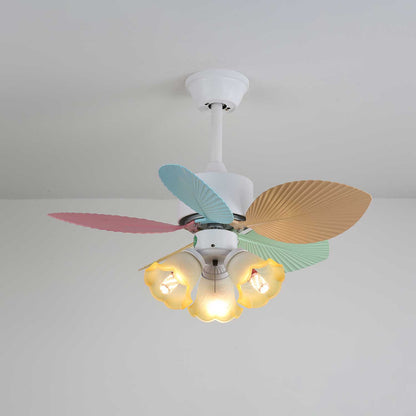 Plafondventilator met gekleurd glaslicht – Ø76cm dimbaar – 6 snelheden incl. afstandsbediening – stille motor – modern design voor woonkamer slaapkamer