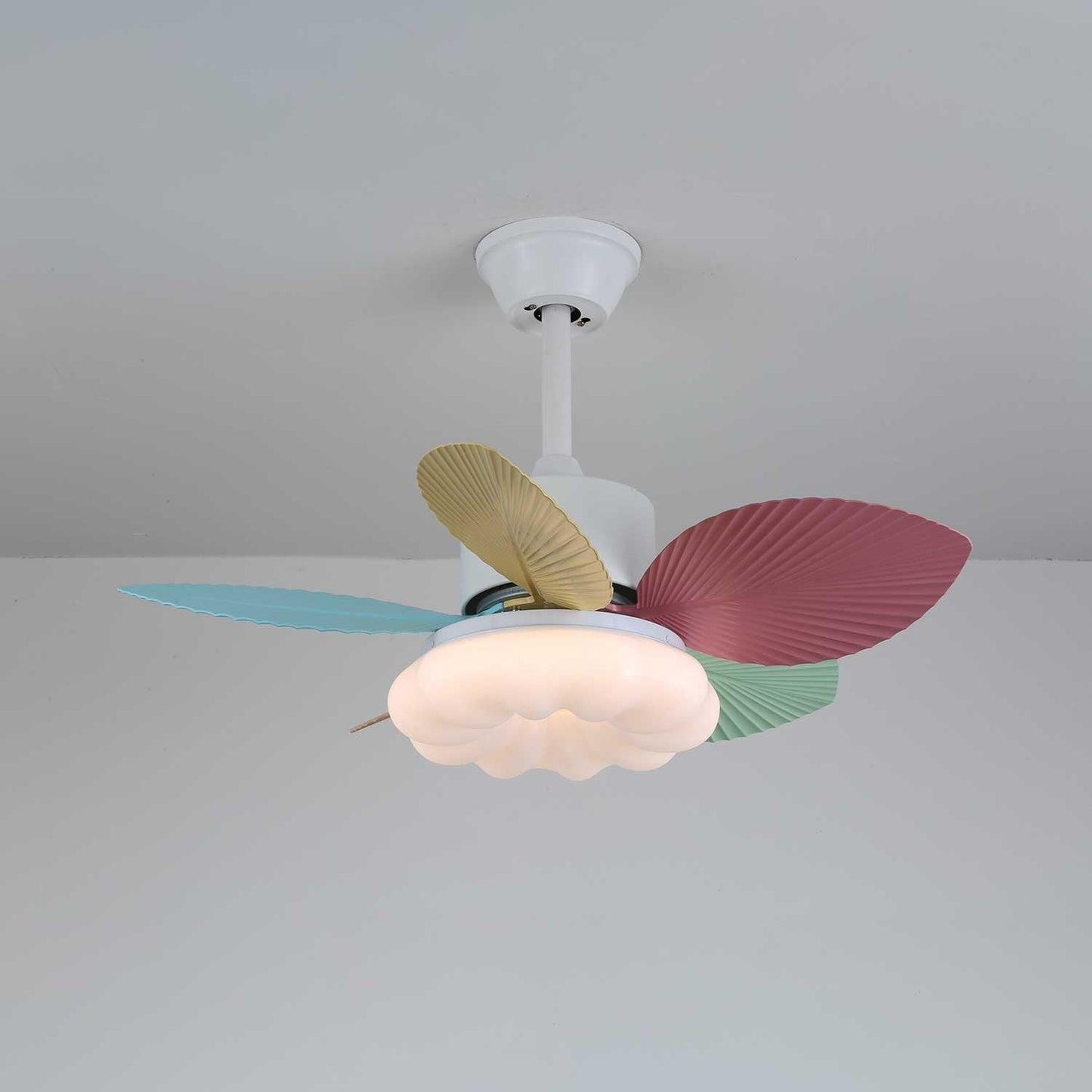 Plafondventilator met gekleurd glaslicht – Ø76cm dimbaar – 6 snelheden incl. afstandsbediening – stille motor – modern design voor woonkamer slaapkamer