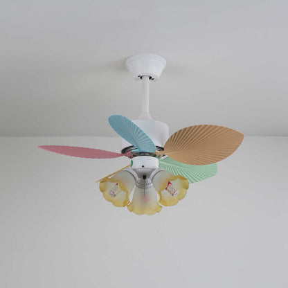 Plafondventilator met gekleurd glaslicht – Ø76cm dimbaar – 6 snelheden incl. afstandsbediening – stille motor – modern design voor woonkamer slaapkamer