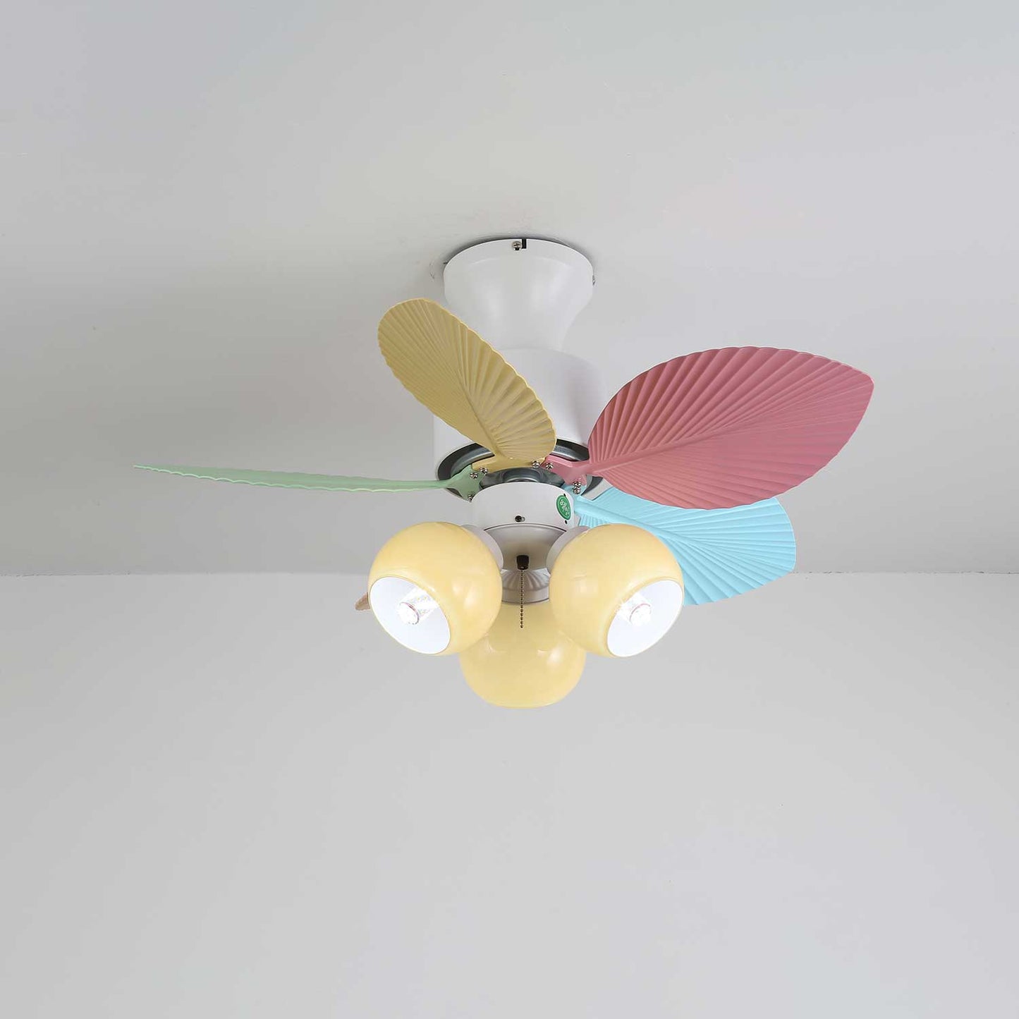 Plafondventilator met gekleurd glaslicht – Ø76cm dimbaar – 6 snelheden incl. afstandsbediening – stille motor – modern design voor woonkamer slaapkamer