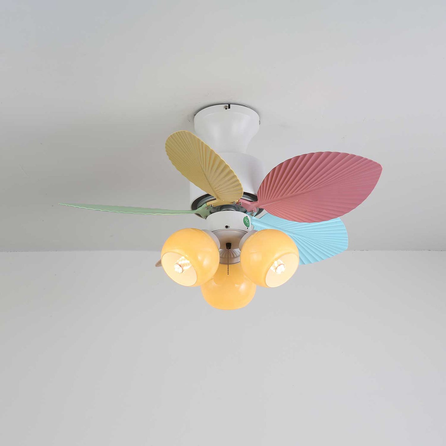 Plafondventilator met gekleurd glaslicht – Ø76cm dimbaar – 6 snelheden incl. afstandsbediening – stille motor – modern design voor woonkamer slaapkamer