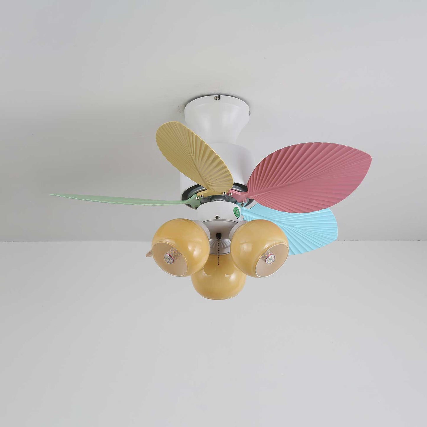 Plafondventilator met gekleurd glaslicht – Ø76cm dimbaar – 6 snelheden incl. afstandsbediening – stille motor – modern design voor woonkamer slaapkamer