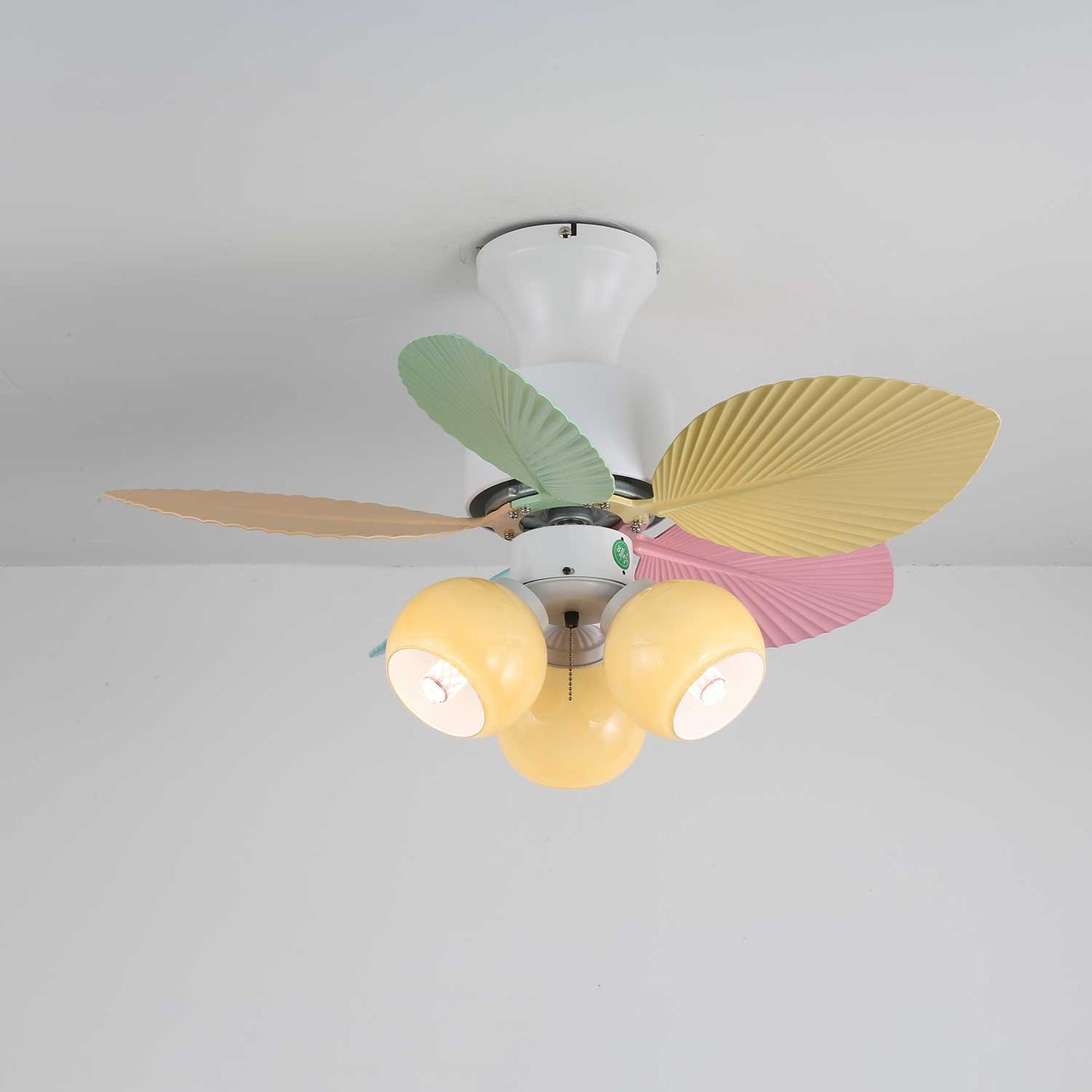 Plafondventilator met gekleurd glaslicht – Ø76cm dimbaar – 6 snelheden incl. afstandsbediening – stille motor – modern design voor woonkamer slaapkamer