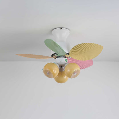 Plafondventilator met gekleurd glaslicht – Ø76cm dimbaar – 6 snelheden incl. afstandsbediening – stille motor – modern design voor woonkamer slaapkamer