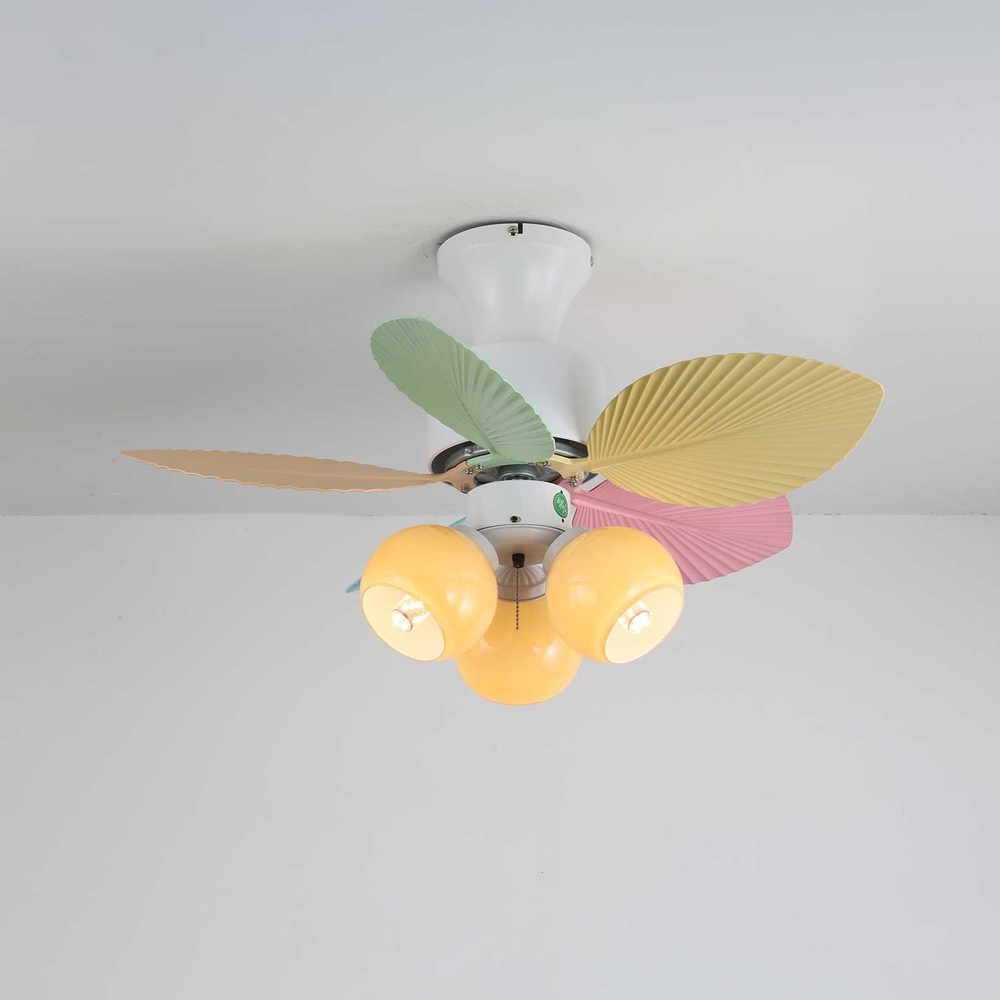 Plafondventilator met gekleurd glaslicht – Ø76cm dimbaar – 6 snelheden incl. afstandsbediening – stille motor – modern design voor woonkamer slaapkamer