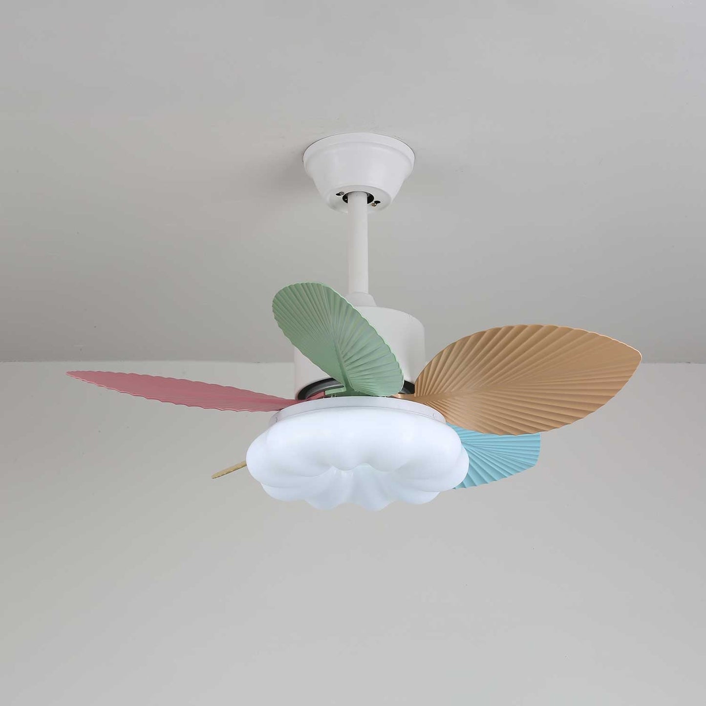 Plafondventilator met gekleurd glaslicht – Ø76cm dimbaar – 6 snelheden incl. afstandsbediening – stille motor – modern design voor woonkamer slaapkamer