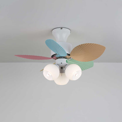 Plafondventilator met gekleurd glaslicht – Ø76cm dimbaar – 6 snelheden incl. afstandsbediening – stille motor – modern design voor woonkamer slaapkamer