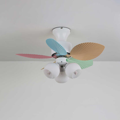 Plafondventilator met gekleurd glaslicht – Ø76cm dimbaar – 6 snelheden incl. afstandsbediening – stille motor – modern design voor woonkamer slaapkamer