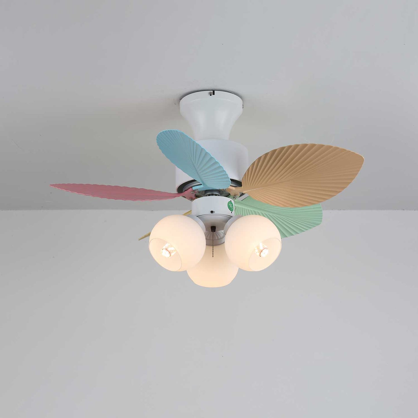 Plafondventilator met gekleurd glaslicht – Ø76cm dimbaar – 6 snelheden incl. afstandsbediening – stille motor – modern design voor woonkamer slaapkamer