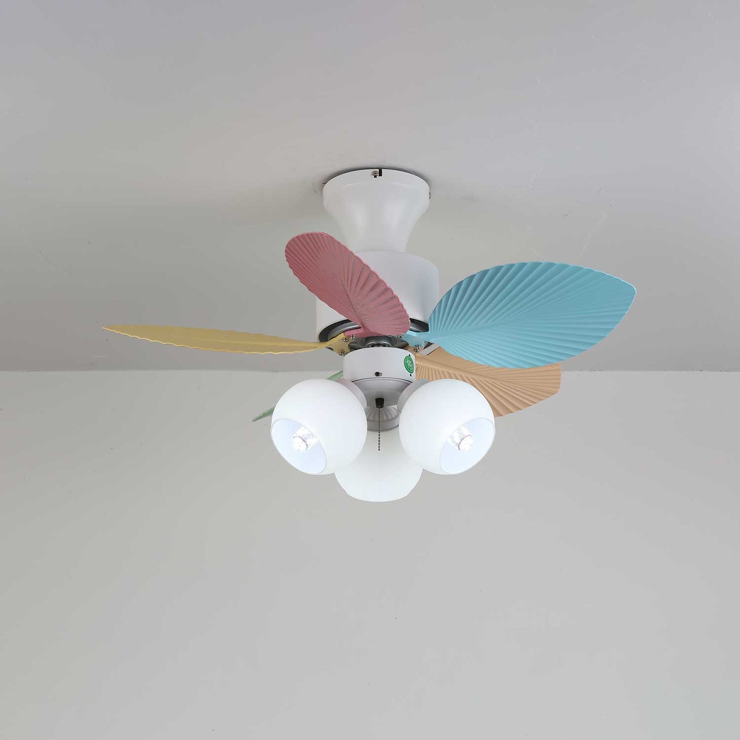 Plafondventilator met gekleurd glaslicht – Ø76cm dimbaar – 6 snelheden incl. afstandsbediening – stille motor – modern design voor woonkamer slaapkamer