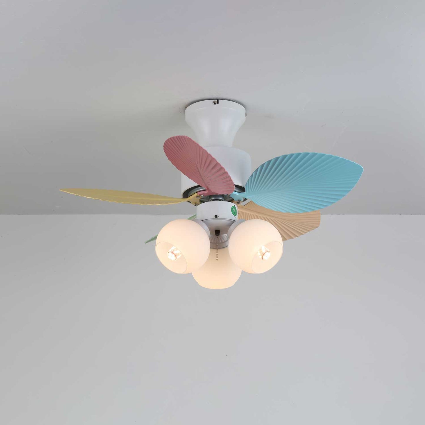 Plafondventilator met gekleurd glaslicht – Ø76cm dimbaar – 6 snelheden incl. afstandsbediening – stille motor – modern design voor woonkamer slaapkamer