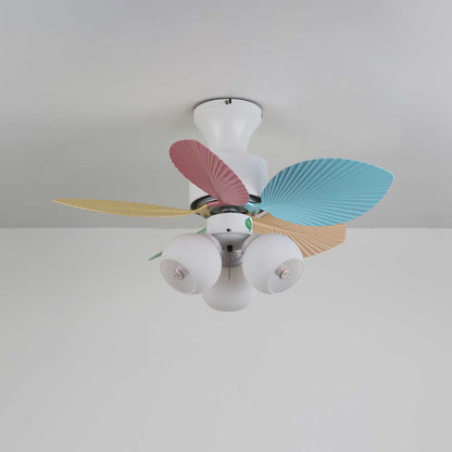 Plafondventilator met gekleurd glaslicht – Ø76cm dimbaar – 6 snelheden incl. afstandsbediening – stille motor – modern design voor woonkamer slaapkamer