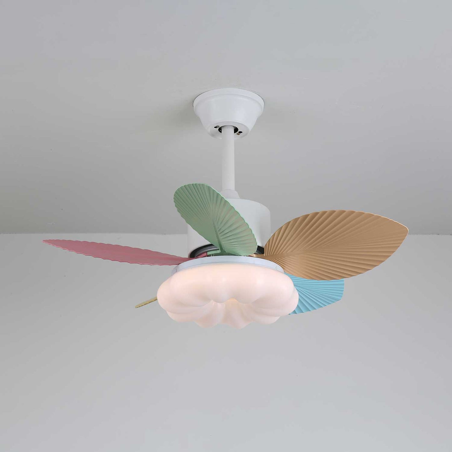 Plafondventilator met gekleurd glaslicht – Ø76cm dimbaar – 6 snelheden incl. afstandsbediening – stille motor – modern design voor woonkamer slaapkamer
