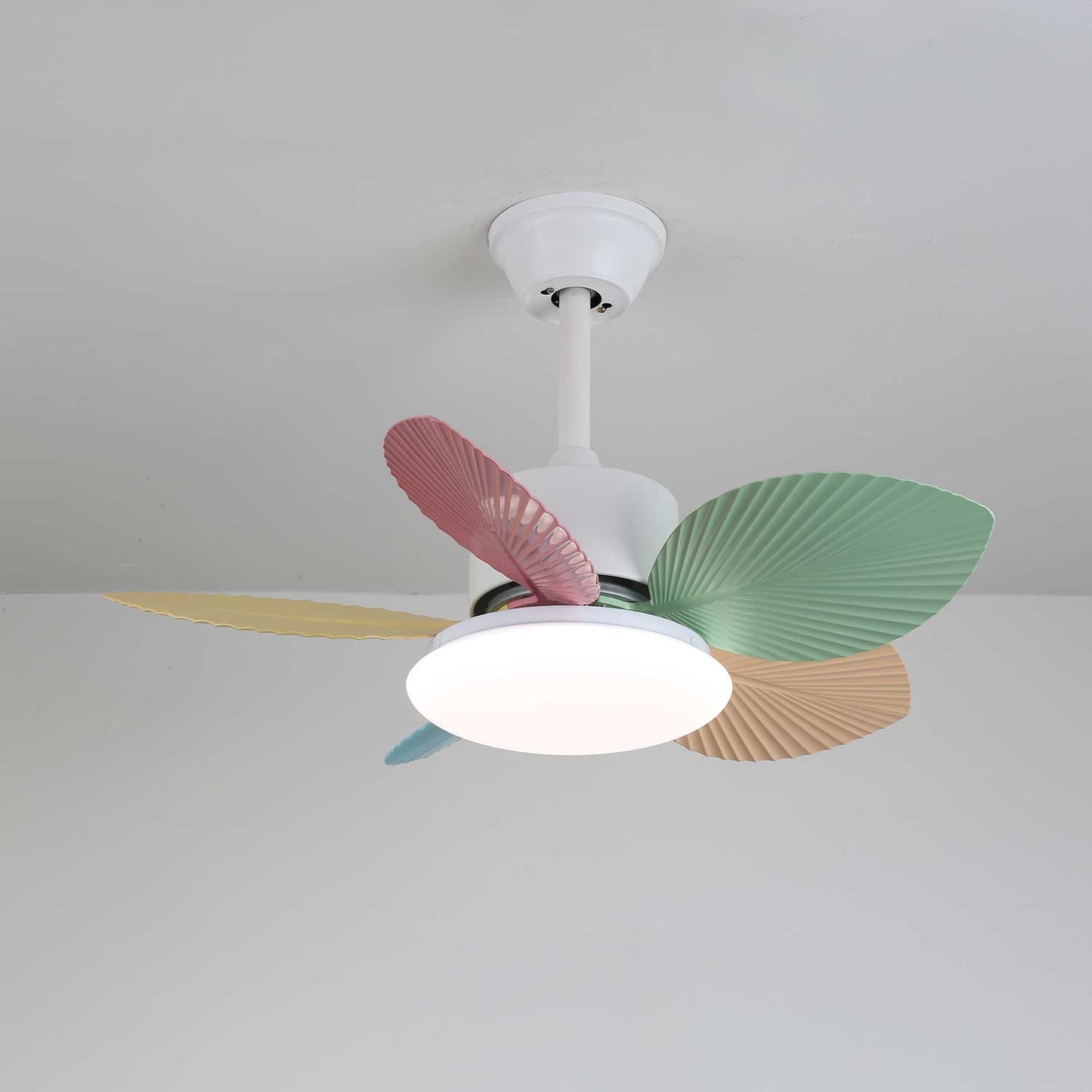 Plafondventilator met gekleurd glaslicht – Ø76cm dimbaar – 6 snelheden incl. afstandsbediening – stille motor – modern design voor woonkamer slaapkamer
