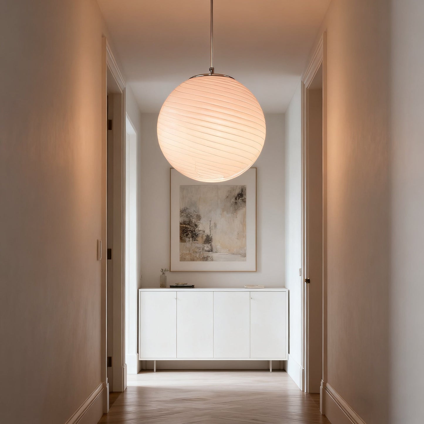 Glazen Hanglamp met Gedraaide Vorm – Handgeblazen Designverlichting voor Keukeneiland en Eetruimte