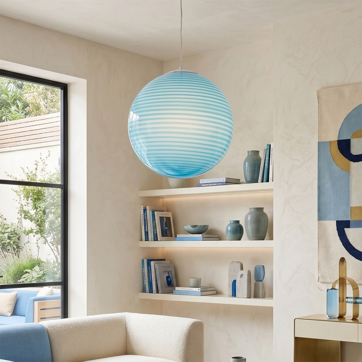 Glazen Hanglamp met Gedraaide Vorm – Handgeblazen Designverlichting voor Keukeneiland en Eetruimte
