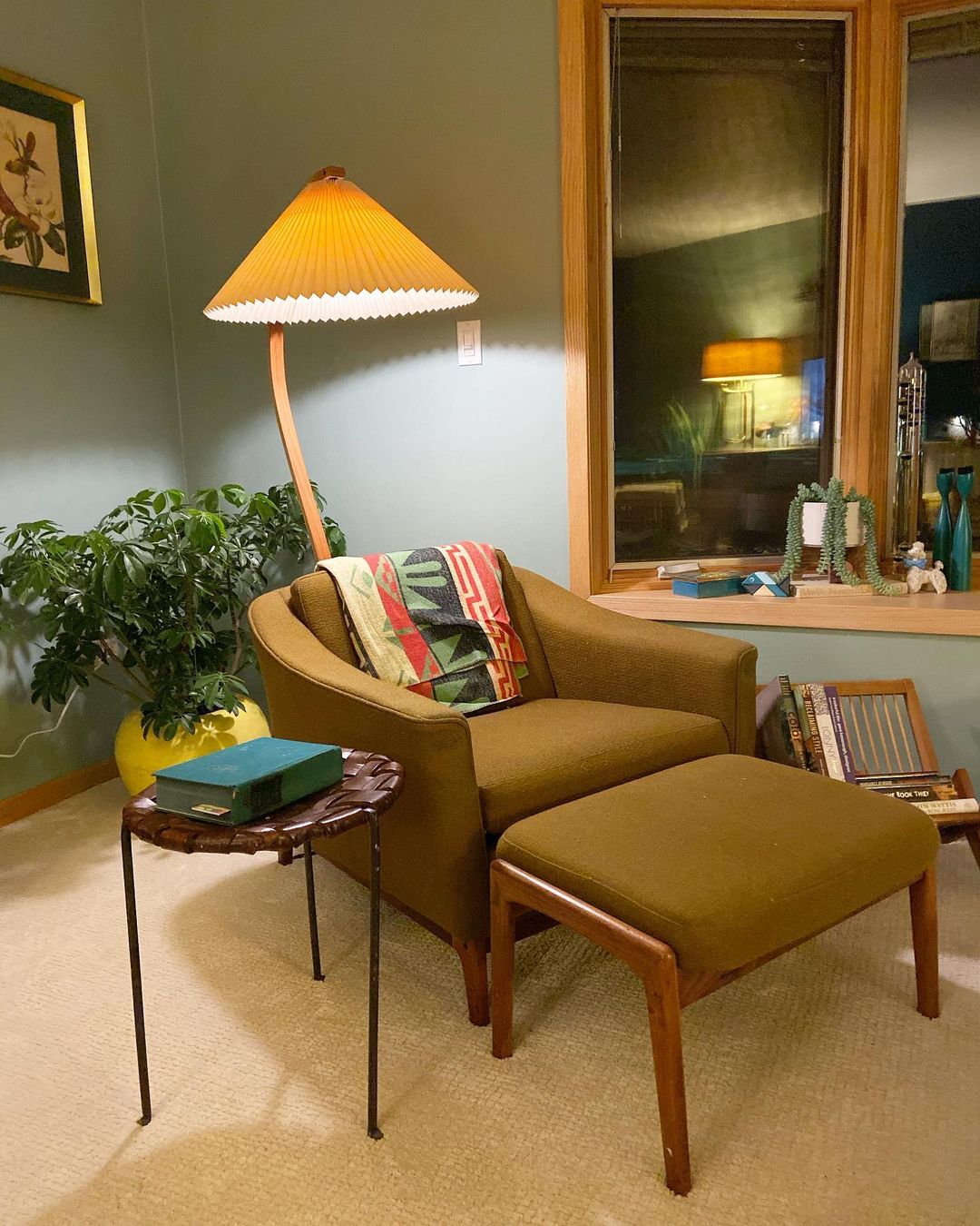 Boog Vloerlamp Beukenhouten Linnen Kap Retro Woonkamer