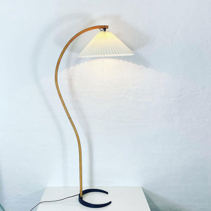 Boog Vloerlamp Beukenhouten Linnen Kap Retro Woonkamer
