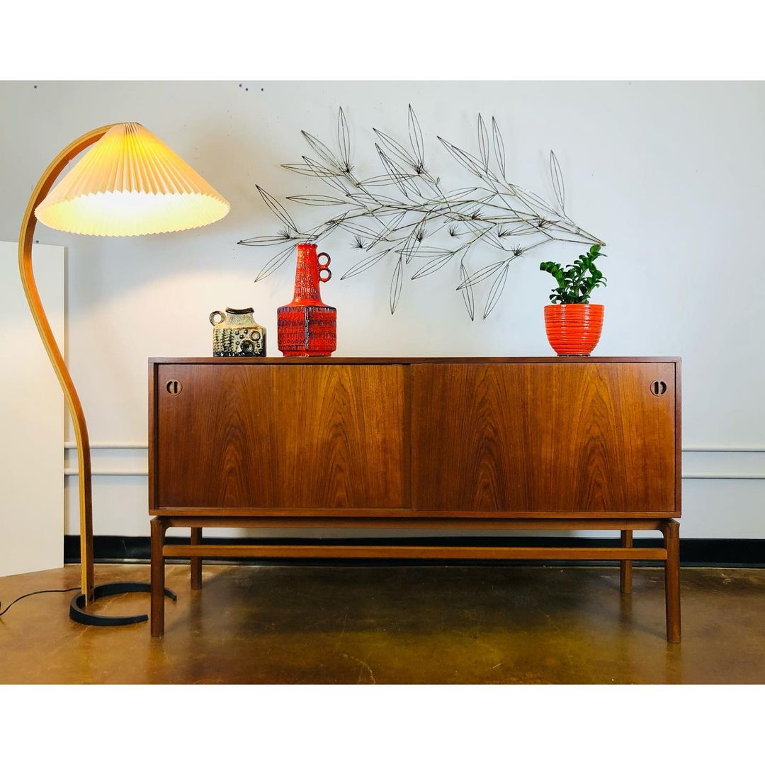 Boog Vloerlamp Beukenhouten Linnen Kap Retro Woonkamer