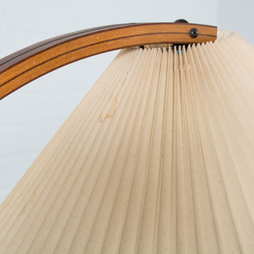 Boog Vloerlamp Beukenhouten Linnen Kap Retro Woonkamer