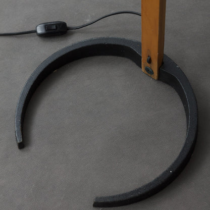 Boog Vloerlamp Beukenhouten Linnen Kap Retro Woonkamer