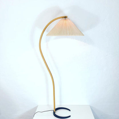 Boog Vloerlamp Beukenhouten Linnen Kap Retro Woonkamer