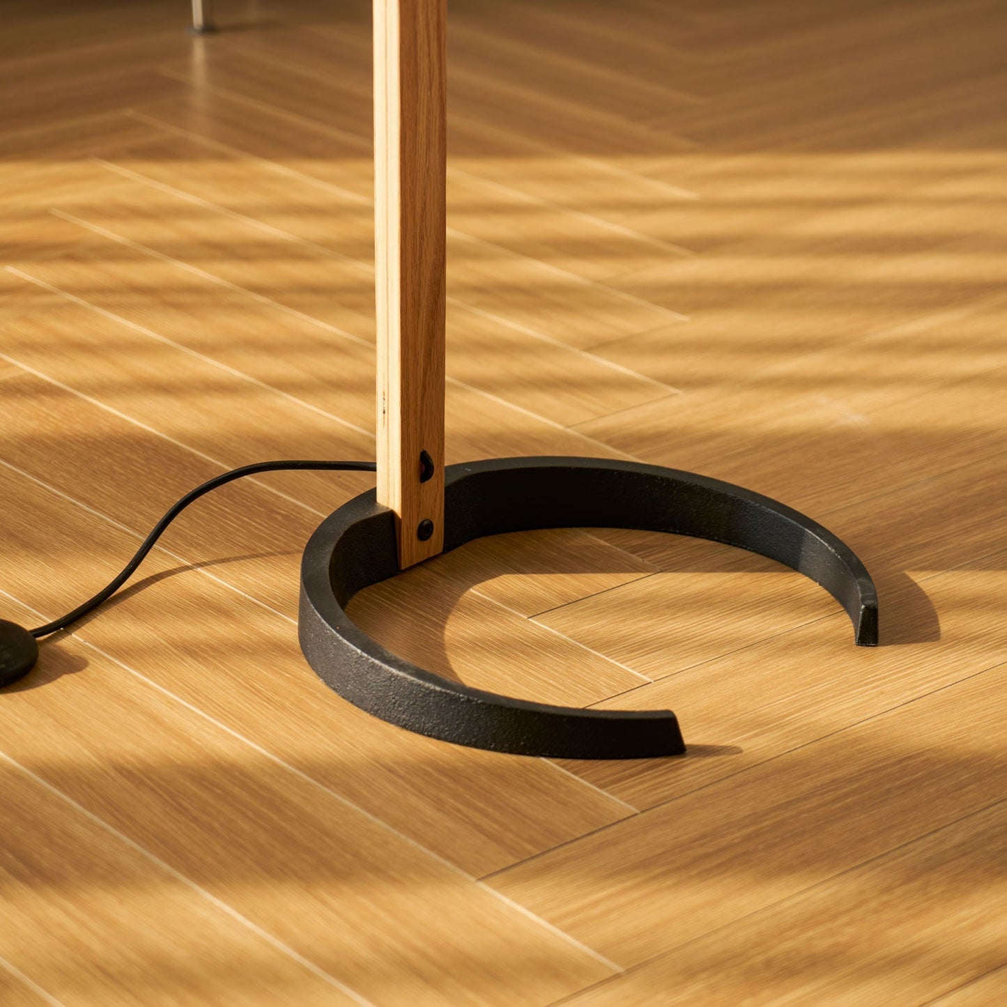 Boog Vloerlamp Beukenhouten Linnen Kap Retro Woonkamer