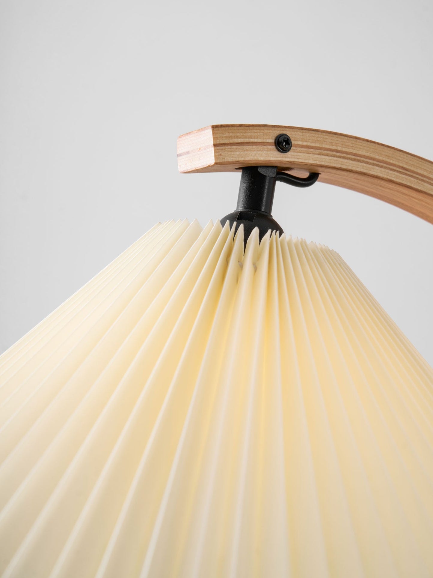 Boog Vloerlamp Beukenhouten Linnen Kap Retro Woonkamer