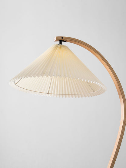 Boog Vloerlamp Beukenhouten Linnen Kap Retro Woonkamer