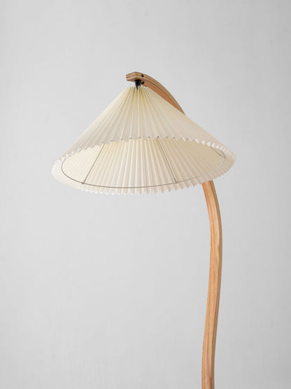 Boog Vloerlamp Beukenhouten Linnen Kap Retro Woonkamer