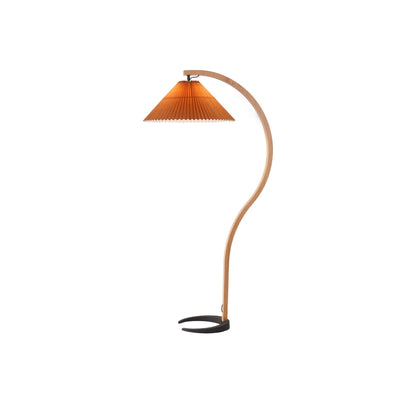 Boog Vloerlamp Beukenhouten Linnen Kap Retro Woonkamer