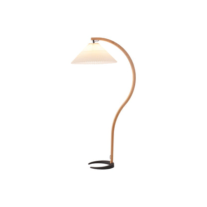 Boog Vloerlamp Beukenhouten Linnen Kap Retro Woonkamer