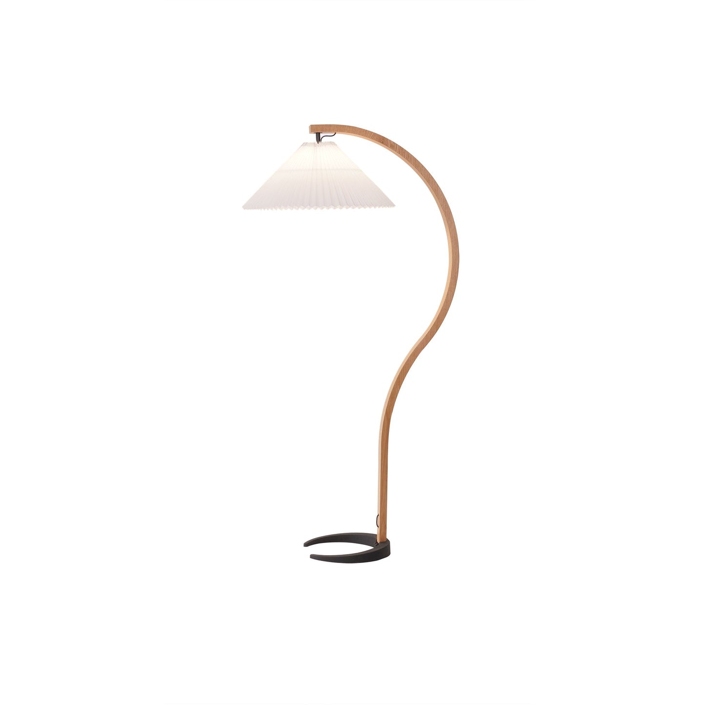 Boog Vloerlamp Beukenhouten Linnen Kap Retro Woonkamer