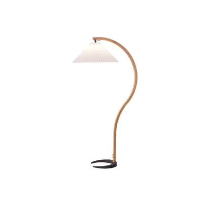 Boog Vloerlamp Beukenhouten Linnen Kap Retro Woonkamer